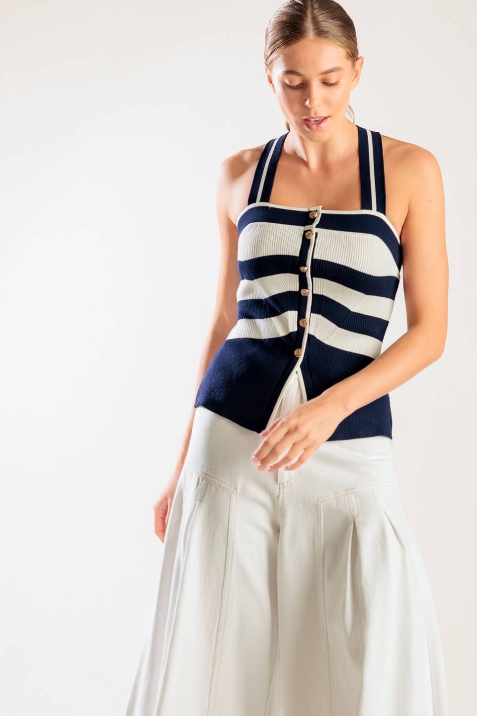 SHINE BRIGHT NAVY KNIT TOP Flying Tomato